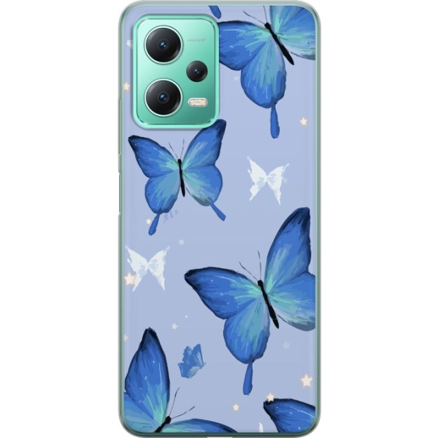 Mobile case for Xiaomi Redmi Note 12 with Blue butterflies design