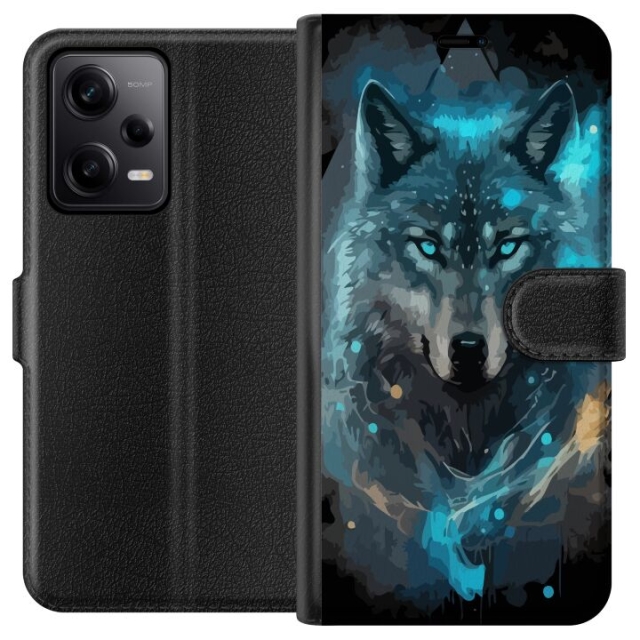 Wallet case for Xiaomi Redmi Note 12 Pro with Wolf design