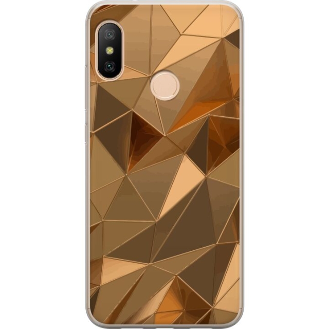 Mobile case for Xiaomi Redmi 6 Pro with 3D Gold design