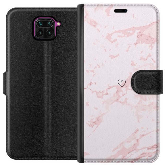 Wallet case for Xiaomi Redmi Note 9 with Pink Heart design