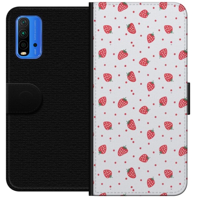 Wallet case for Xiaomi Redmi Note 9 4G with Strawberries design