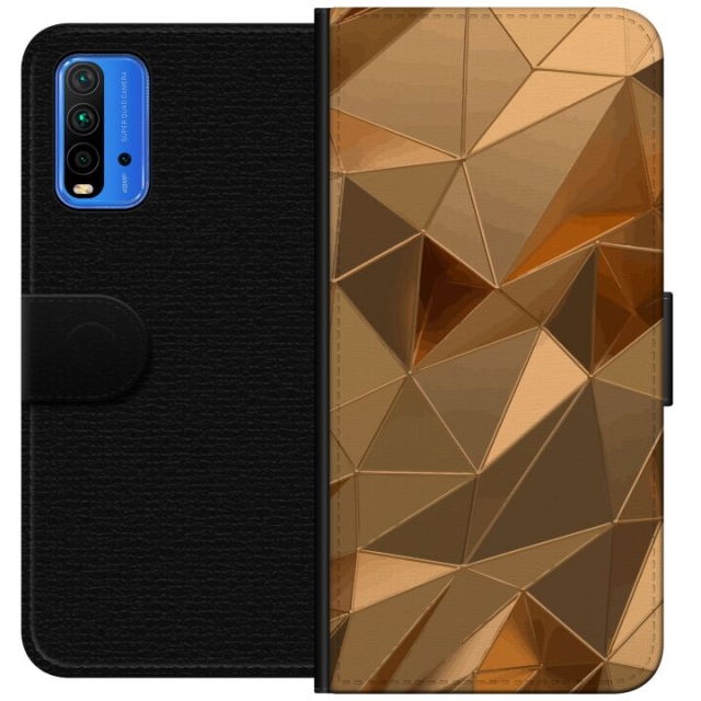 Wallet case for Xiaomi Redmi Note 9 4G with 3D Gold design