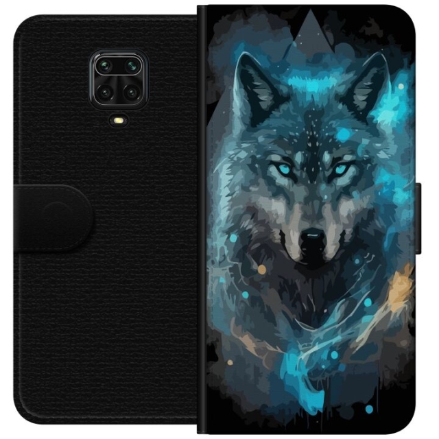 Wallet case for Xiaomi Redmi Note 9S with Wolf design