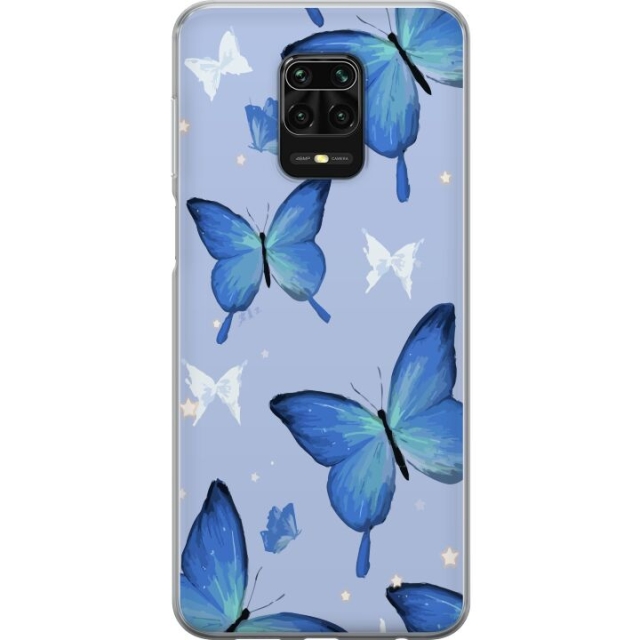 Mobile case for Xiaomi Redmi Note 9S with Blue butterflies design