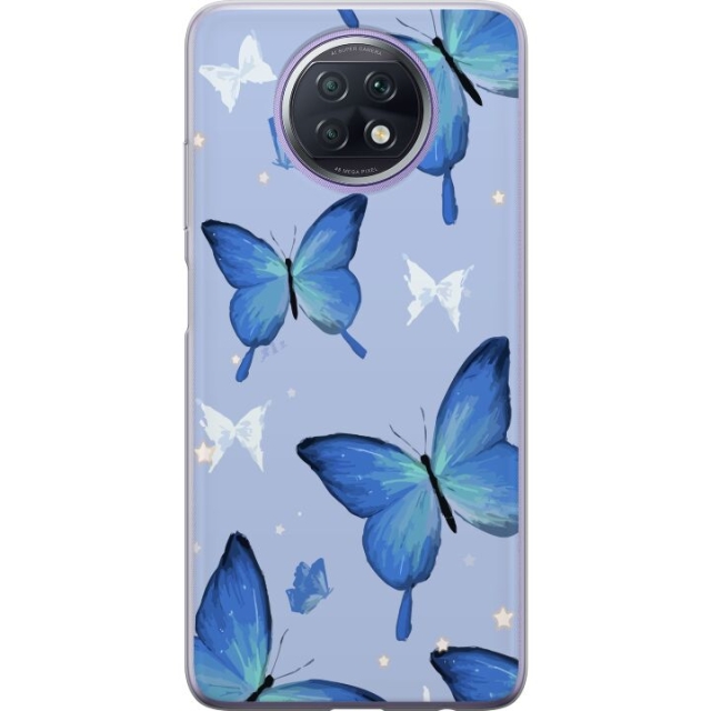 Mobile case for Xiaomi Redmi Note 9T with Blue butterflies design