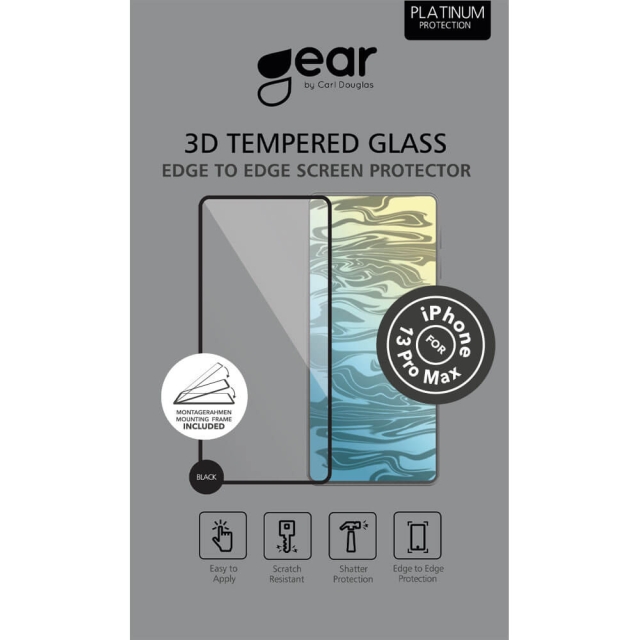 Gear Screen Protector 3D Platinum Curved Glass Black Frame - iPhone 13 Pro Max / 14 Plus