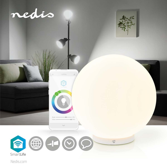 Nedis SmartLife Mood Light | Wi-Fi | Round | | 360 lm | RGB / Warm to Cool White | 2700 - 6500 K | 5 W | Glass | 1 pcs