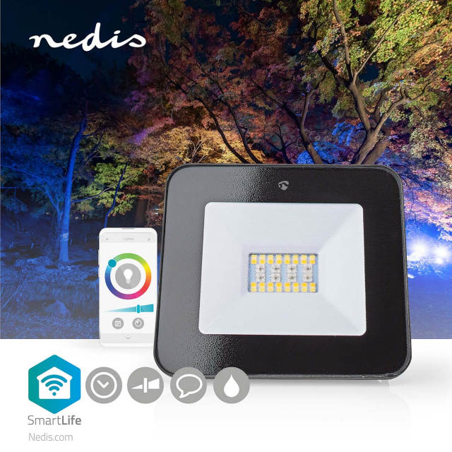 Nedis SmartLife Floodlight | 1600 lm | Wi-Fi | 20 W | RGB / Warm to Cool White | 2700 - 6500 K | Aluminium | Android™ / IOS