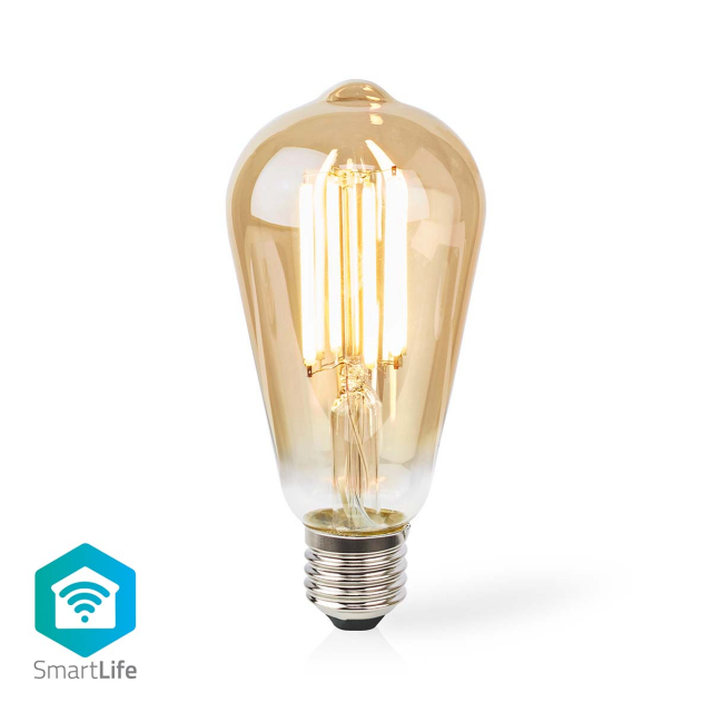 Nedis SmartLife LED Filament Bulb | Wi-Fi | E27 | 806 lm | 7 W | Warm White | 1800 - 3000 K | Glass | Android™ / IOS | ST64 | 1 pcs