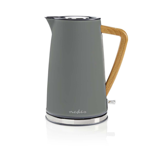 Nedis Electric Kettle | 1.7 l | Soft-Touch | Grey | Rotatable 360 degrees | Concealed heating element | Strix® controller | Boil-dry protection