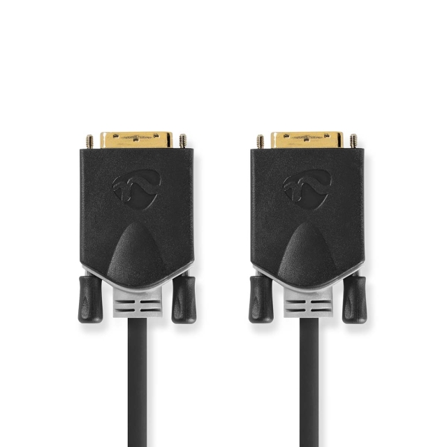 Nedis DVI Cable | DVI-D 24+1-Pin Male | DVI-D 24+1-Pin Male | 2560x1600 | Gold Plated | 3.00 m | Straight | PVC | Anthracite | Box