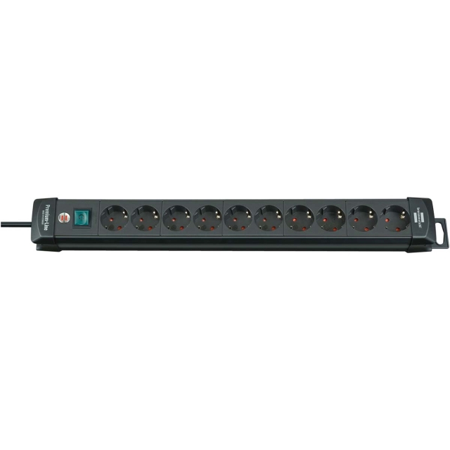 brennenstuhl Extension Socket Premium-Line 10-Way 3.00 m Black - Protective Contact