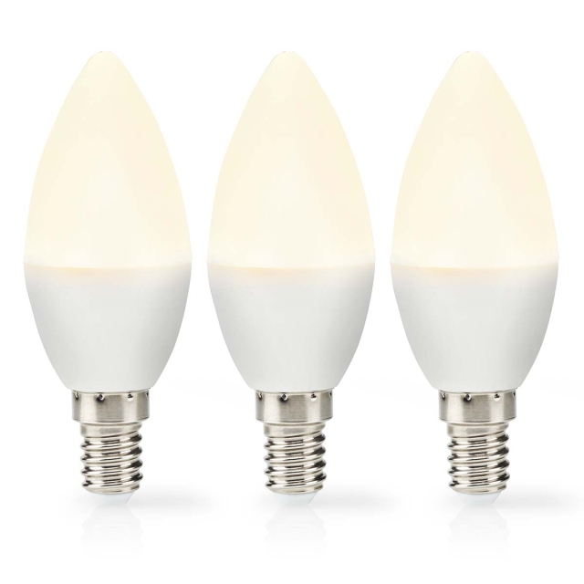 Nedis LED Bulb E14 | Candle | 4.9 W | 470 lm | 2700 K | Warm White | Frosted | 3 pcs