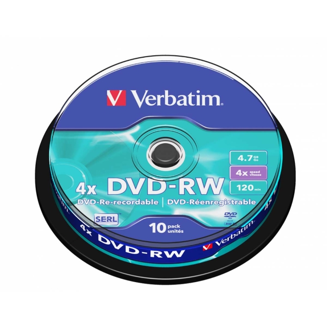 DVD-RW 4x 4.7GB 10 Pack Spindle Matt Silver