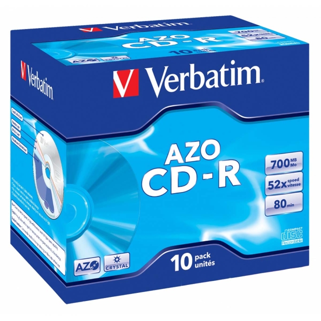 CD-R DataLifePlus AZO 52x 700MB 10 Pack Jewel Case Crystal
