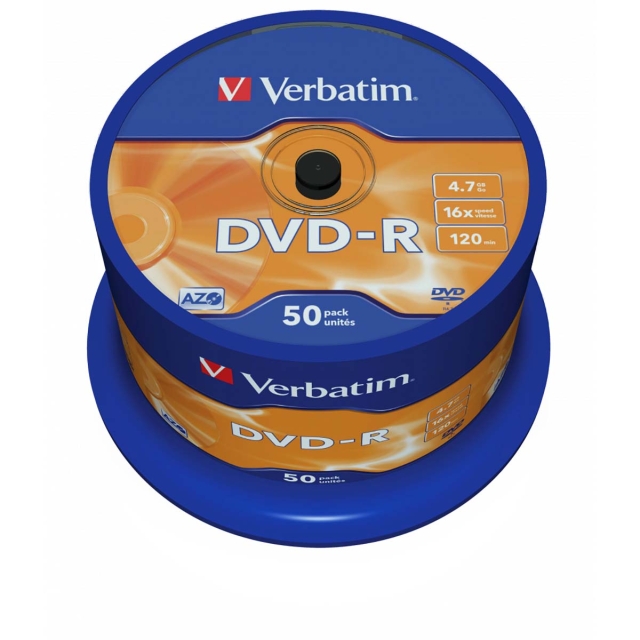 DVD-R AZO 16x 4.7GB 50 Pack Spindle Matt Silver
