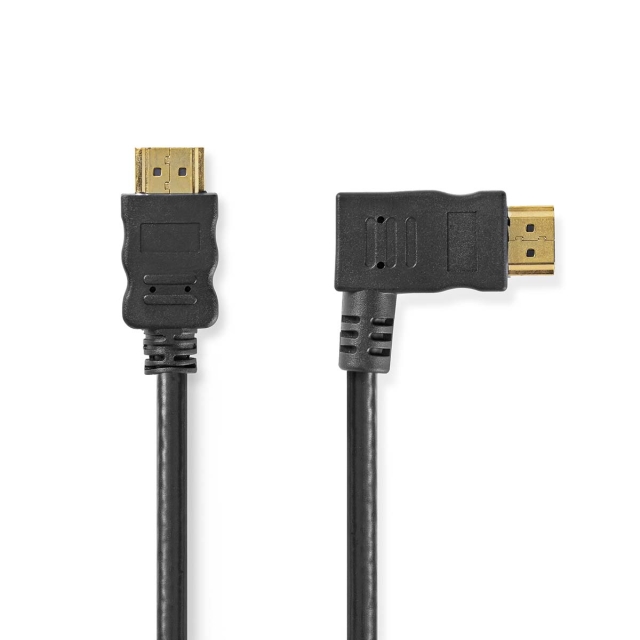 Nedis High Speed HDMI™ Cable with Ethernet | Right Hooked HDMI™ Connector | HDMI™ Connector | 4K@30Hz | 10.2 Gbps | 1.50 m | Round | PVC | Black | Envelope
