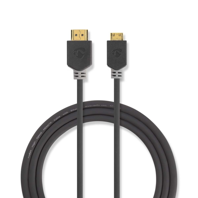Nedis High Speed HDMI™ Cable with Ethernet | HDMI™ Connector | HDMI™ Mini Connector | 4K@60Hz | 18 Gbps | 2.00 m | Round | PVC | Anthracite | Window Box