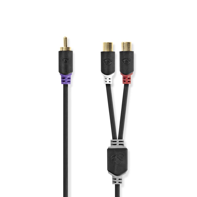 Nedis Subwoofer Cable | RCA Male | 2x RCA Female | Gold Plated | 0.20 m | Round | 4.0 mm | Anthracite | Box