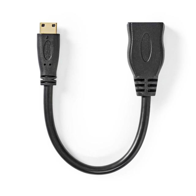 Nedis High Speed HDMI™ Cable with Ethernet | HDMI™ Mini Connector | HDMI™ Output | 4K@30Hz | 10.2 Gbps | 0.20 m | Round | PVC | Black | Envelope