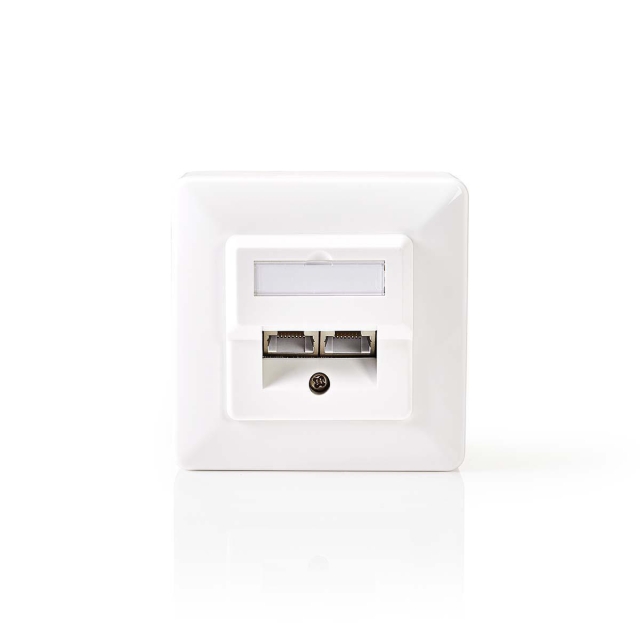 Nedis Network Wall Box | Flush Mount | 2 port(s) | CAT5e | Straight | Female | Gold Plated | PVC | White | Envelope