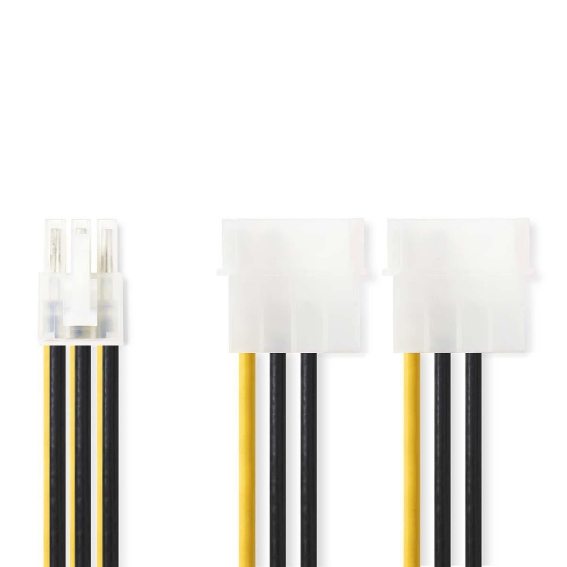 Nedis Internal Power cable | 2x Molex Male | PCI Express Female | Gold Plated | 0.20 m | Round | PVC | Black / Yellow | Polybag
