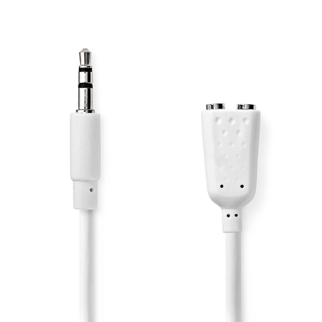 Nedis Stereo Audio Cable | 3.5 mm Male | 2x 3.5 mm Female | Nickel Plated | 0.20 m | Round | White | Envelope