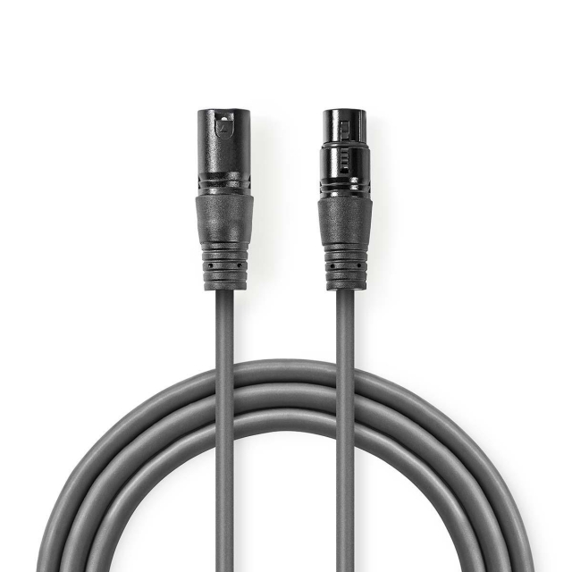 Nedis Balanced Audio Cable | XLR 3-Pin Male | XLR 3-Pin Female | Nickel Plated | 15.0 m | Round | PVC | Dark Grey | Gift Box