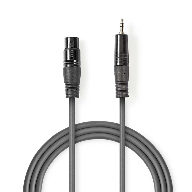 Nedis Balanced Audio Cable | XLR 3-Pin Male | 3.5 mm Male | Nickel Plated | 1.50 m | Round | PVC | Dark Grey | Carton Sleeve