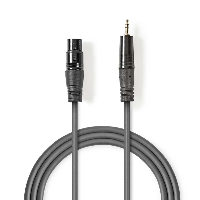 Nedis Balanced Audio Cable | XLR 3-Pin Female | 3.5 mm Male | Nickel Plated | 1.00 m | Round | PVC | Dark Grey | Carton Sleeve