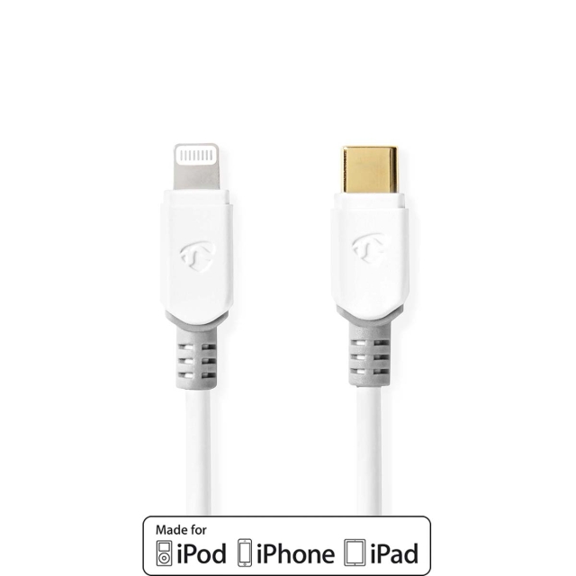 Nedis Lightning Cable | USB 2.0 | Apple Lightning 8-Pin | USB-C™ Male | 480 Mbps | Gold Plated | 1.00 m | Round | PVC | White | Box
