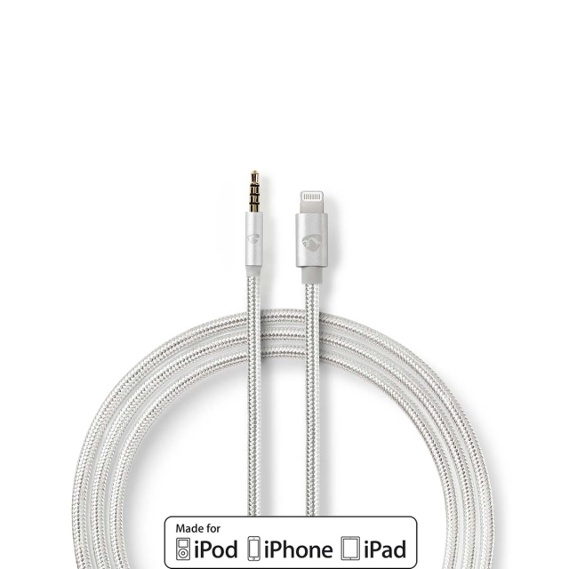 Nedis Lightning Adapter | Apple Lightning 8-Pin | 3.5 mm Male | Gold Plated | 1.00 m | Round | Nylon | Cover Window Box