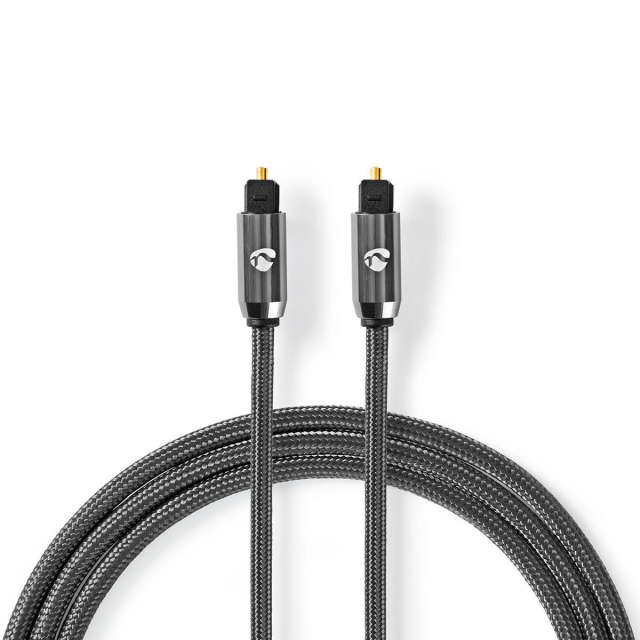 Nedis Optical Audio Cable | TosLink Male | TosLink Male | 2.00 m | Round | Cotton | Gun Metal Grey | Cover Window Box