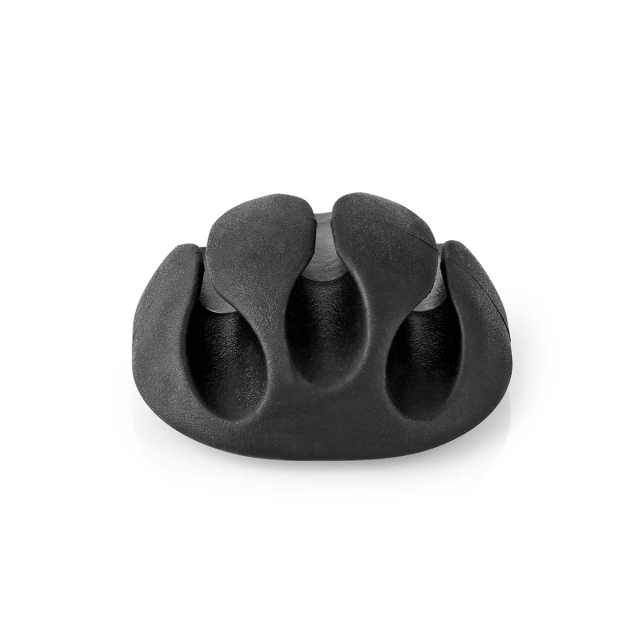 Nedis Cable Management | Cable Clip | Click and Go | 4 pcs | Number of slots: 3 Slots | Maximum cable thickness: 5.3 mm | TPE | Black