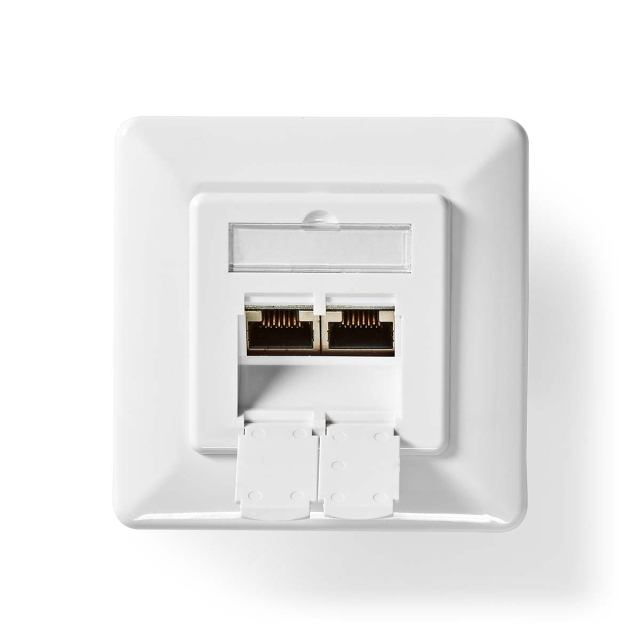 Nedis Network Wall Box | Flush Mount | 2 port(s) | CAT6a | Straight | Female | Gold Plated | PVC | White | Box