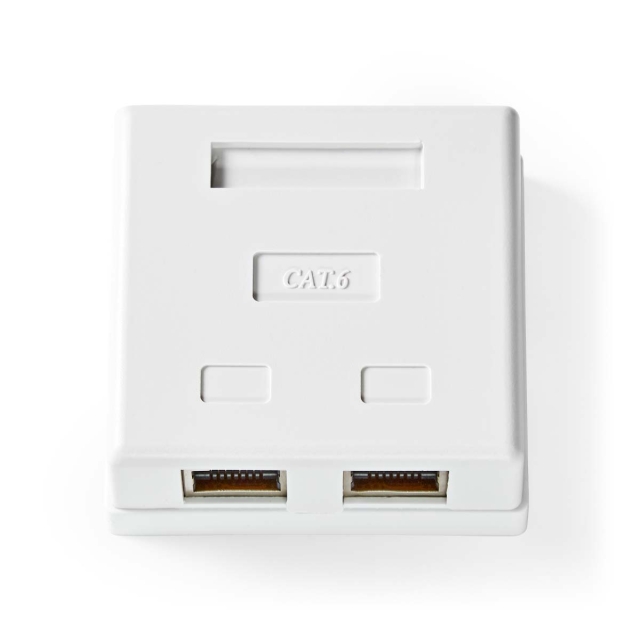 Nedis Network Wall Box | Surface Mount | 2 port(s) | STP CAT6 | Straight | Female | Gold Plated | PVC | White | Envelope