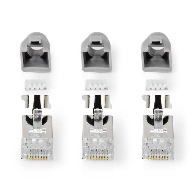 Nedis RJ45 Connector | RJ45 Pass Through | Solid/Stranded FTP CAT7 | Straight | Gold Plated | 10 pcs | Polycarbonate | Black / Grey / White | Box