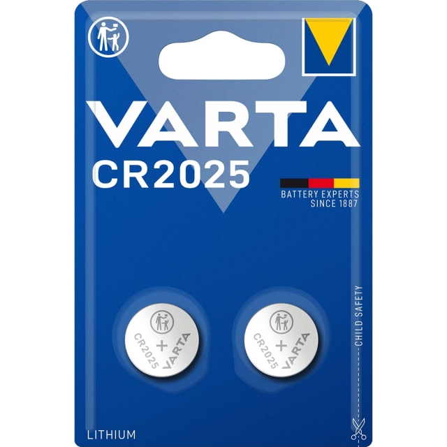 Varta Lithium Button Cell Battery CR2025 | 3 V DC | 2-Blister | Silver