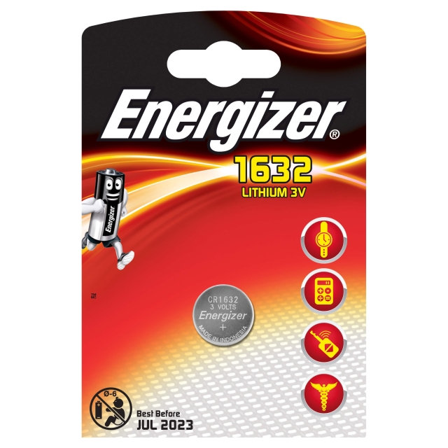 ENERGIZER Battery CR1632 Lithium 1-p