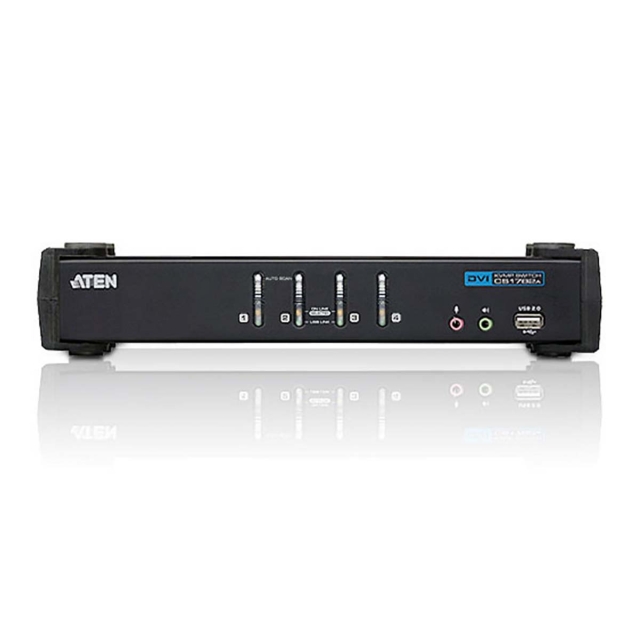 Aten CS1764A 4-Port USB DVI KVM Switch with Audio & USB 2.0 Hub (KVM Cables included)