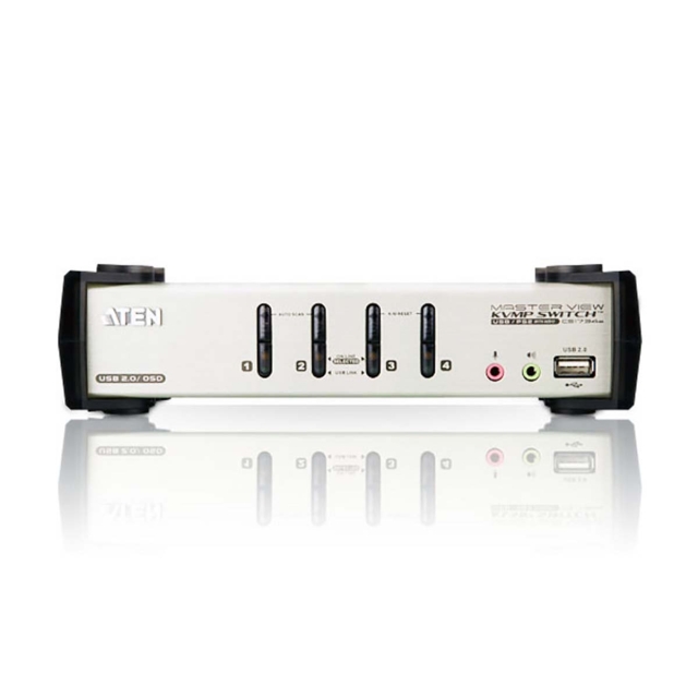 Aten CS1734B 4-Port USB - PS/2 VGA KVM Switch with Audio & USB 2.0 Hub (KVM Cables included)