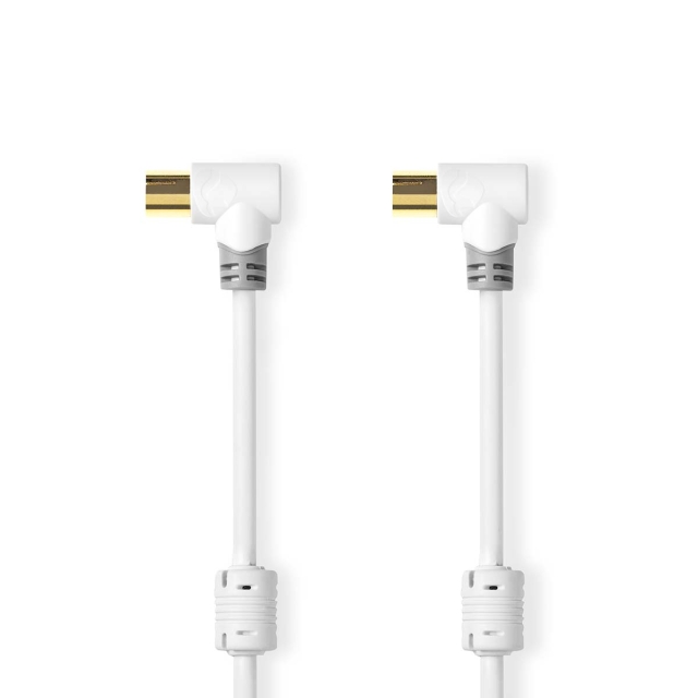 Nedis Coax Cable | IEC (Coax) Male | IEC (Coax) Female | Gold Plated | 100 dB | 75 Ohm | Double Shielded | 5.00 m | Round | PVC | White | Box