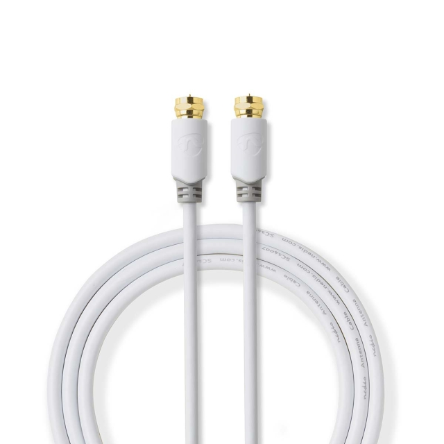 Nedis Satellite & Antenna Cable | F Male | F Male | Gold Plated | 90 dB | 75 Ohm | Single Shielded | 2.00 m | Round | PVC | White | Box