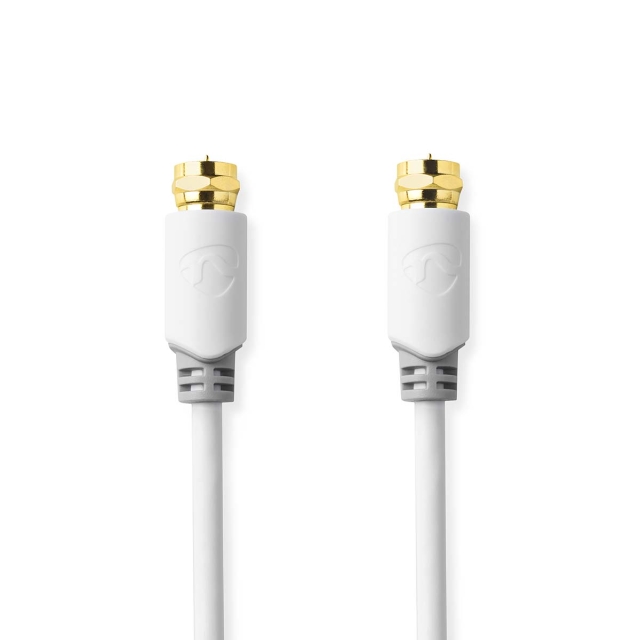 Nedis Satellite & Antenna Cable | F Male | F Male | Gold Plated | 90 dB | 75 Ohm | Single Shielded | 1.00 m | Round | PVC | White | Box