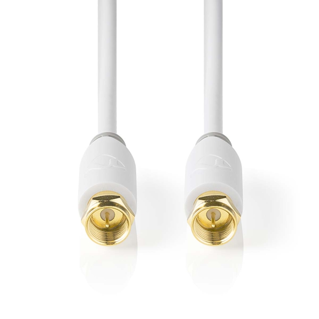 Nedis Satellite & Antenna Cable | F Male | F Male | Gold Plated | 90 dB | 75 Ohm | Single Shielded | 3.00 m | Round | PVC | White | Box