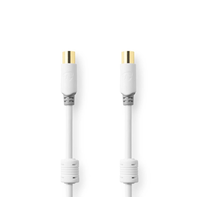 Nedis Coax Cable | IEC (Coax) Male | IEC (Coax) Female | Gold Plated | 100 dB | 75 Ohm | Double Shielded | 1.00 m | Round | PVC | White | Box