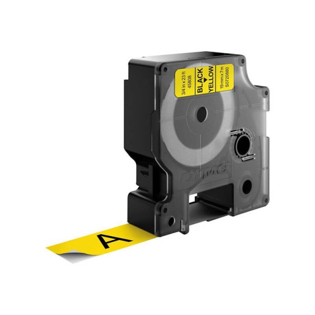 dymo Ribbon S0720880 45808 19mm Black on Yellow