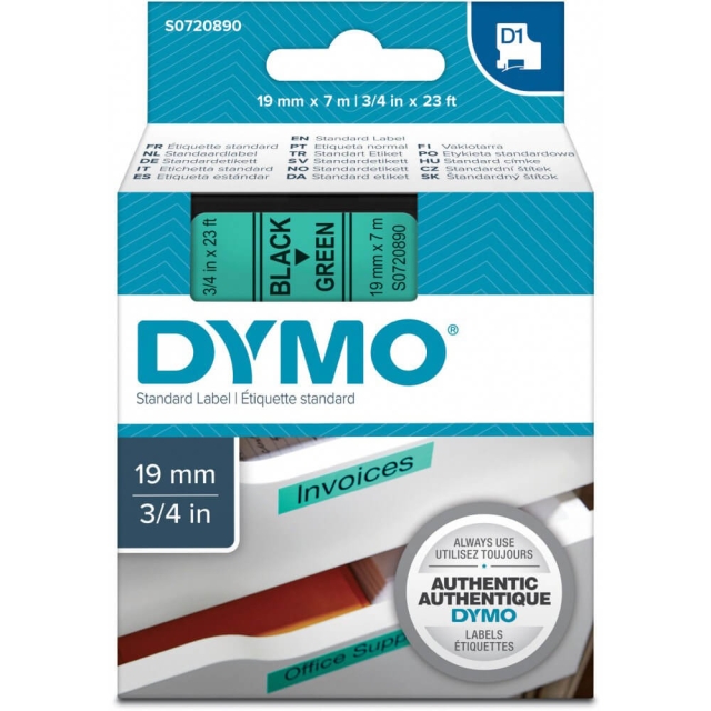 DYMO Ribbon S0720890 45809 19mm Black on Green