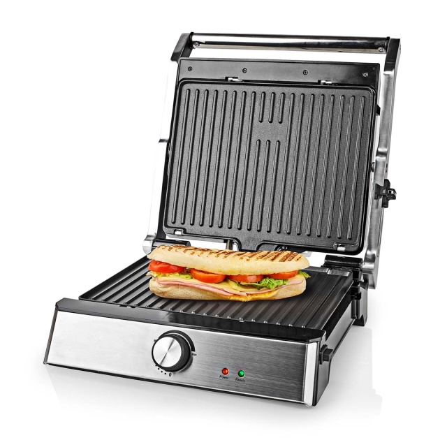 Nedis Contact Grill | 2000 W | 29 x 23 cm | Adjustable temperature control | Plastic / Stainless Steel