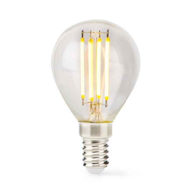 Nedis LED Filament Bulb E14 | G45 | 4.5 W | 470 lm | 2700 K | Dimmable | Warm White | Retro Style | 1 pcs | Clear